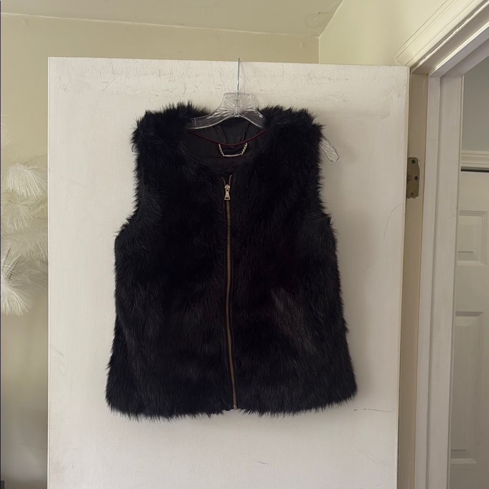 Express Black Faux Fur Vest